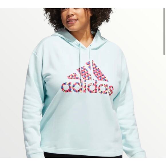 NWT- Adidas Women's Aqua/Magenta polka dot hoodie size 2XL - Picture 1 of 10